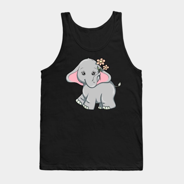 Little elephant with beautiful flowers Tank Top by Markus Schnabel